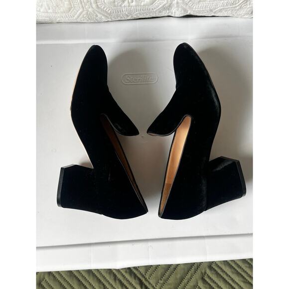 Gianvito Rossi Velvet Heeled Loafer Mule Black Size 39 / 9 - Picture 8 of 10